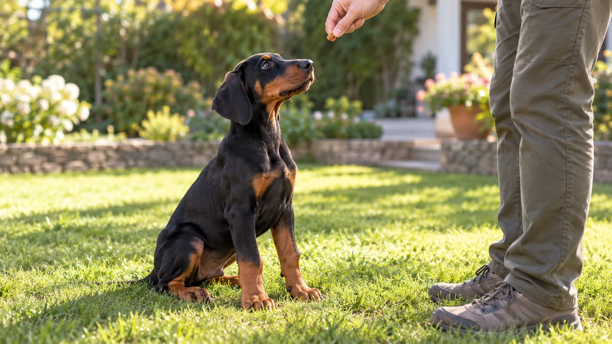 Doberman yavru köpek — komut ve eğitim