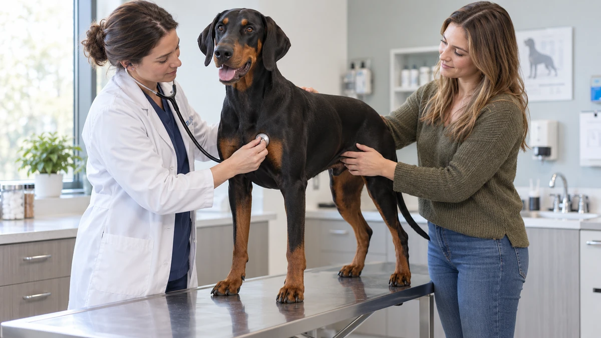 Doberman köpek — veteriner kontrolü