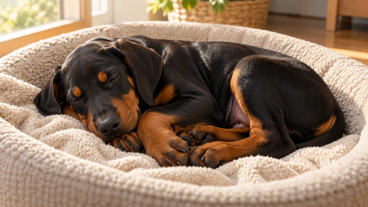 Doberman ilan — uyuyan Doberman yavru ilan fotoğrafı